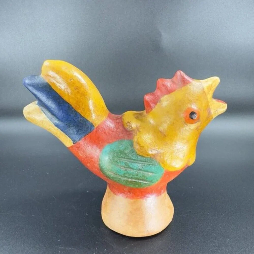 Vintage Folk Art Peru Pottery Bird Figurine Hand Painted Decor Figure‎ Peruvian